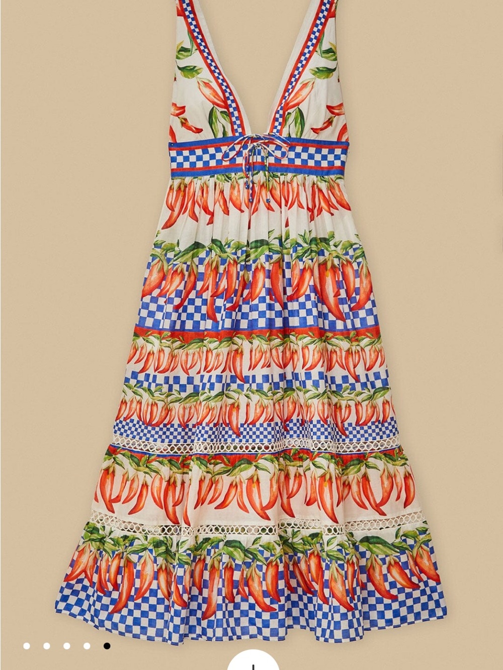Farm Rio Picnic Peppers Ainika Midi Dress Size Medium - Picture 16 of 16